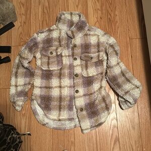 Purple, Lavender plaid cozy jacket/coat.